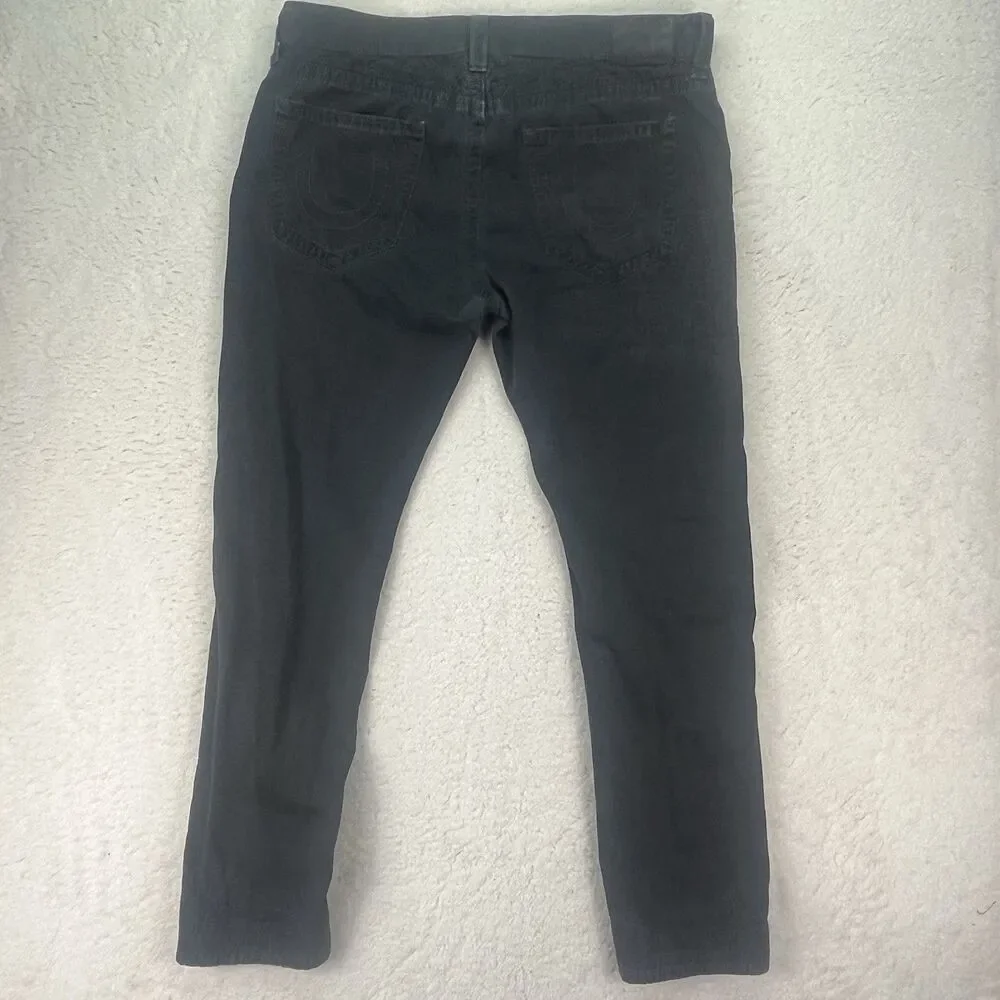 True Religion Dean Geo Quilted Gray Chino Straight Leg Jeans Pants 36/32.5 Taper